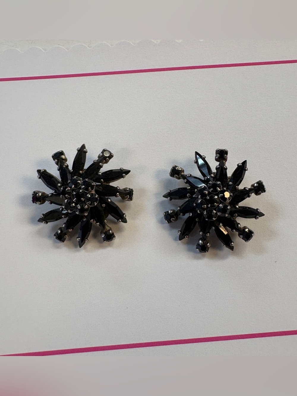 Black Crystal Burst Clip-On Earrings SHERMAN